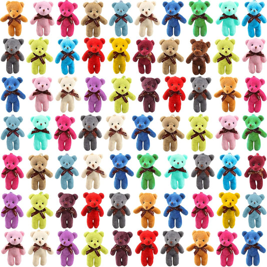 108 Pack Mini Teddy Bear Toys Bulk Small Plush Stuffed Bear Toy Keychain for Birthday Wedding Baby Shower Party Favor Valentines Christmas Gifts Goodie Bag Fillers, 18 colors