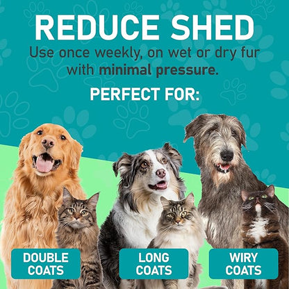 Maxpower Planet Pet Grooming Brush - Double Sided Undercoat Rake for Dogs and Cats, Extra Wide, Reduce Shedding by 95%, Grey