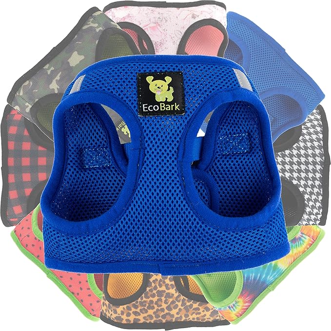 EcoBark Step in Dog Harness - Reflective Soft Luxurious Mesh Dog Harnesses for Small and Medium Breed Dogs - Eco-Friendly Comfort Secure Halter No Pull Adjustable Pet Vest (Royal Blue, XL)