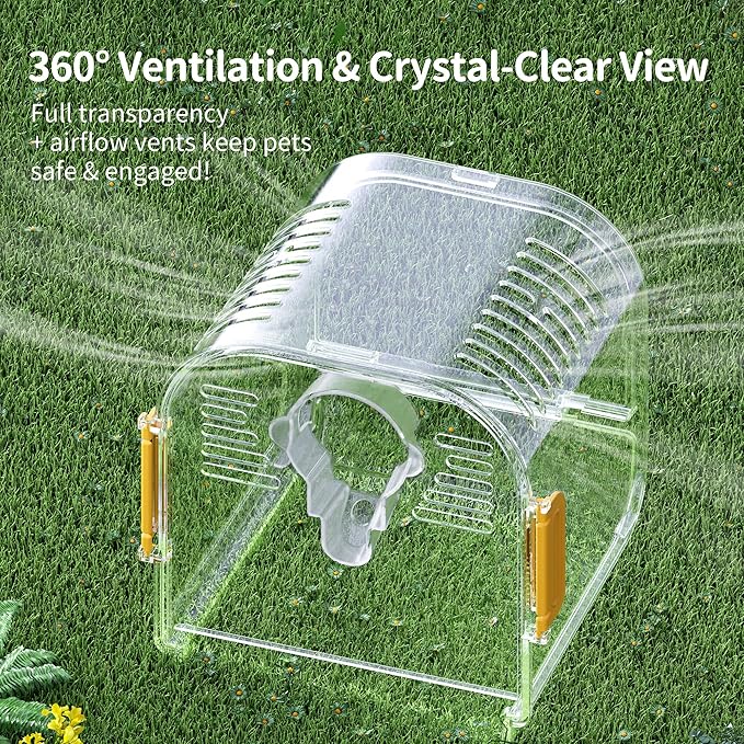 Bird Travel Carrier Cage with Metal Perch, Bottom Mesh, Food Bowl Tray, Cage Cover & Breathable Clear Ventilation for S/M Birds, Conures, Parakeets, Budgies, Canaries, Lovebirds - Purple