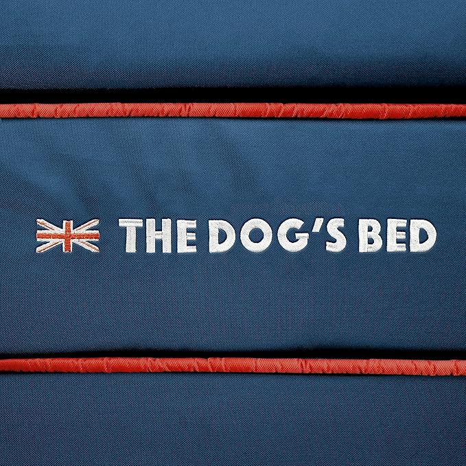 The Dog’s Bed Orthopedic Dog Bed Large Blue Oxford with Red Trim UK Flag Dog Bed Memory Foam, Pain Relief: Arthritis, Post Surgery, Lameness, Waterproof Washable Cover