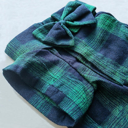 Plaid Dog Shirt,Gentle Soft Casual Pet Shirt Clothes, Dog Cotton Shirt with Bow Tie for Wedding,Christmas Costumes (X-Small, Green&Blue)