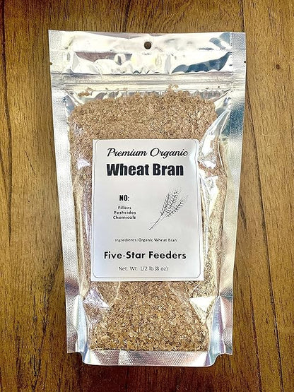 Wheat Bran Bedding & Gutload for Mealworms, Superworms, and Feeder Insects – 1/2 lb (8 oz) by Five-Star Feeders