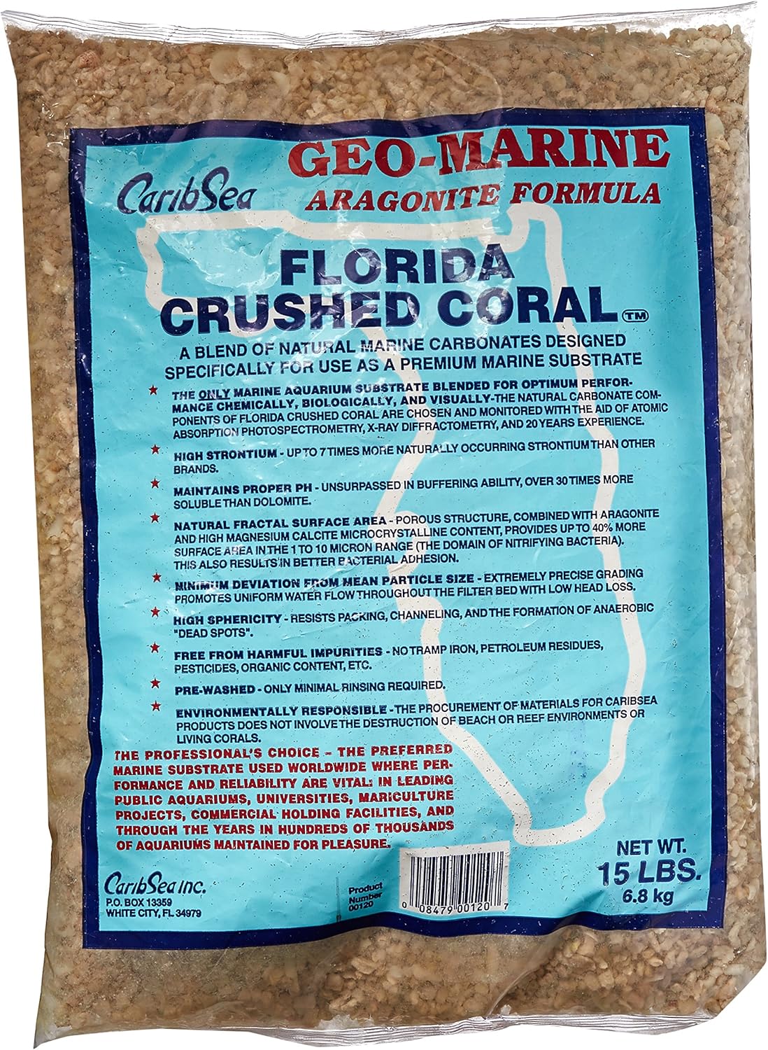 Carib Sea ACS00120 Crushed Coral for Aquarium, 15-Pound