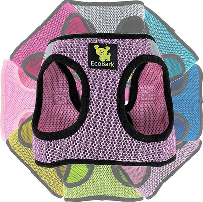 EcoBark Step in Dog Harness - Eco-Friendly Teacup Dog Harnesses for XXS, XS, and Small Dogs - Reflective and Adjustable Mini Body Halter Vest -Tiny Soft Mesh Toy Breed Harness (Lilac Pink, XXS)