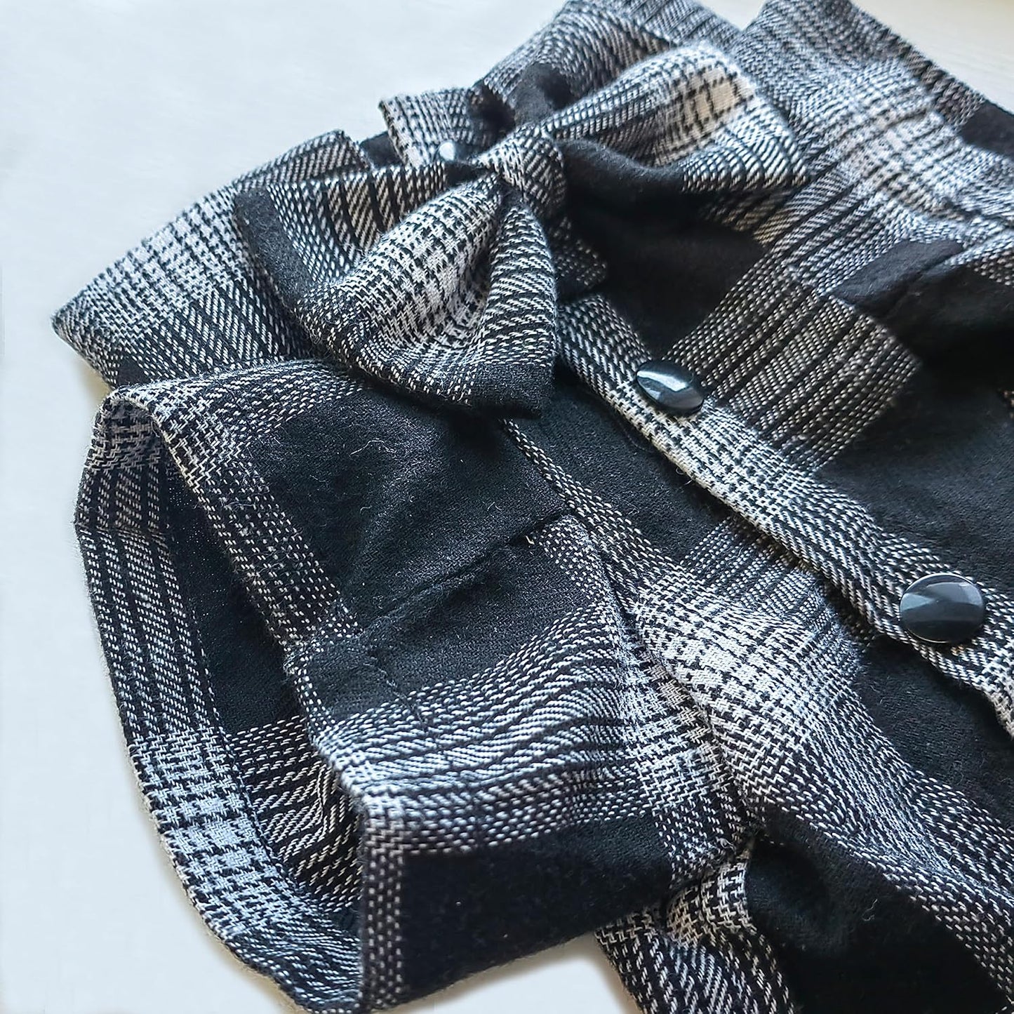 Plaid Dog Shirt,Soft Casual Pet Shirt Clothes, Dog Cotton Shirt with Bow Tie for Wedding,Christmas Costumes (White&Black, X-Large)