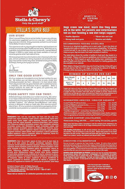 Stella & Chewy's Freeze-Dried Raw Dinner Patties - Beef Recipe - High Protein Grain-Free Puppy & Dog Food - Perfect For Picky Eaters - 5.5 oz