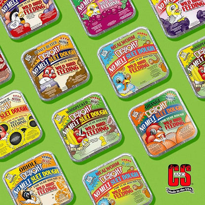 C&S Mealworm Delight No Melt Suet Dough, Suet Cakes for Wild Birds, 11.75 Ounces, Pack of 8