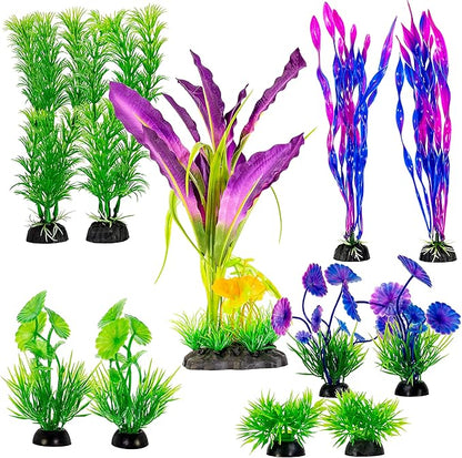UNEAK quarium Plant Fish Tank Decorations Medium/Large Resin Plastic Artificial Plants Flower Ornament Beta Goldfish Decoration Ornaments Freshwater & Saltwater Décor (Mix)