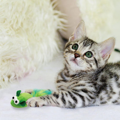 5 Pack Interactive Catnip and Feather Cat Toys, Multi-Colored Mice with Long Feather Tail, Accessories for Indoor Cat, Catnip Plush Toys with Natural Feathers and Rattles